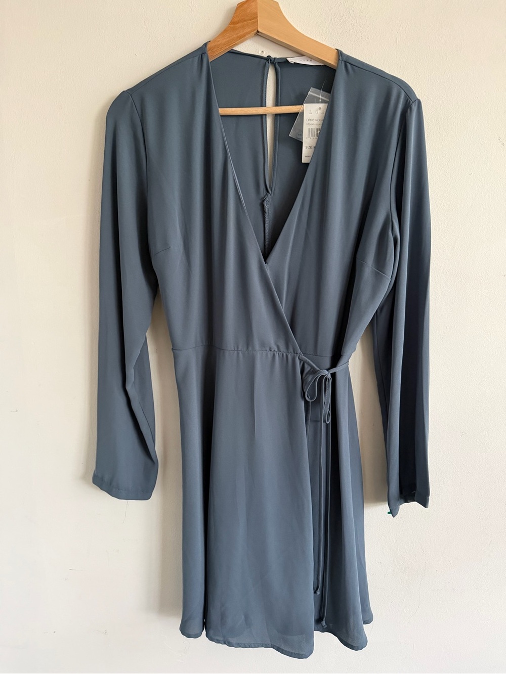Lush Slate Blue Wrap High-Low Dress